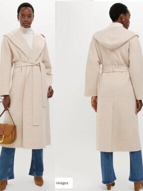 BA & SH Manteau Lylie Womens Wool Long Coat Beige Size S, 1H25LYLI New With Tags